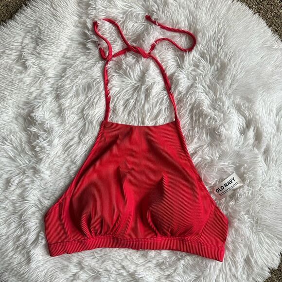 Old Navy 2 Piece Swimsuit Bikini New Ribbed Pink Womens Size Large - Picture 3 of 11